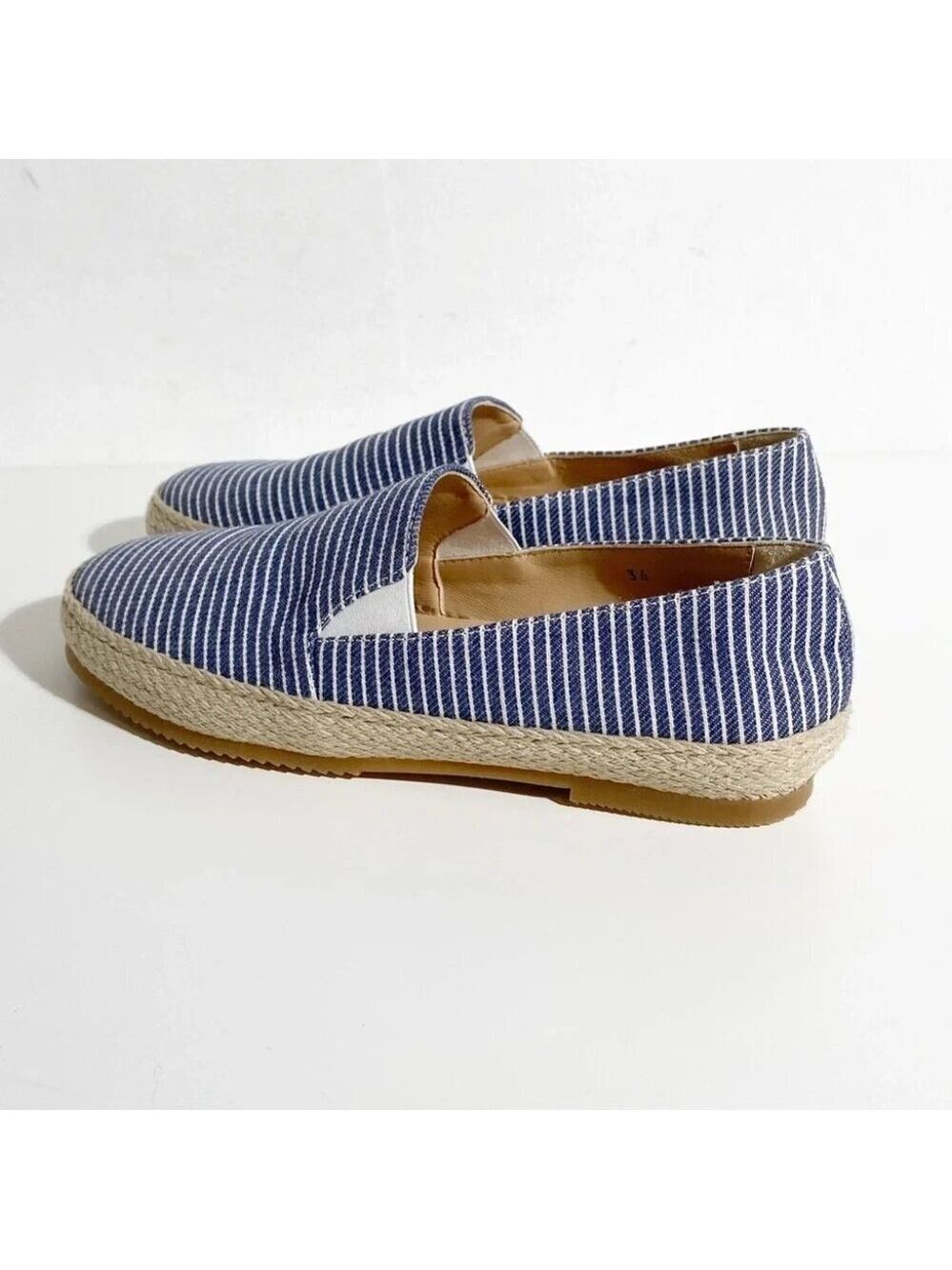 New Ron White Delilah Espadrille Loafer in Denim Stripe size 36 - Picture 4 of 6